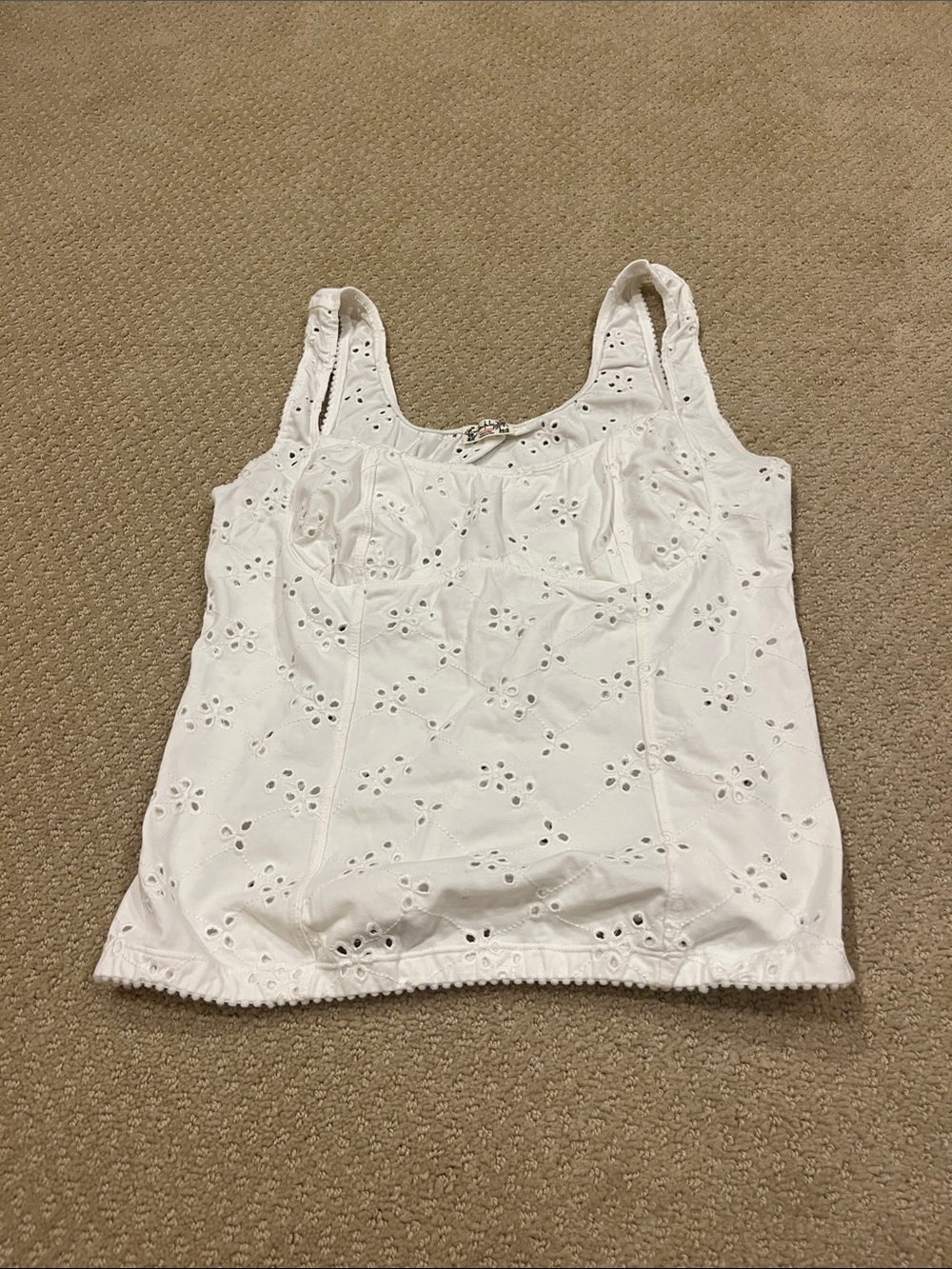Free people cotton and elastic white womens tank one size